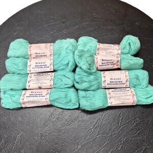 VTG Bernat Brushed Mohairlaine Yarn – Jade NOS – 8 Skeins – 1 oz – Mohair Wool